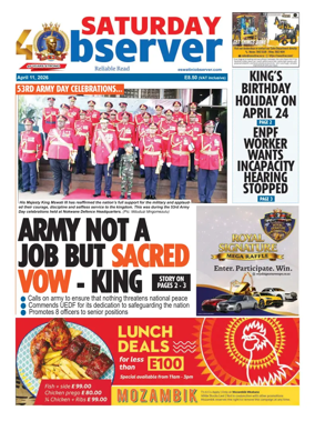 Cover of Saturday Observer (Eswatini)