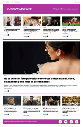 Cover of Euronews Culture and Sport (Spanish) Compiled Edition