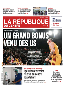 Cover of La Republique du Centre (Orleans - Loiret))