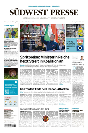 Cover of Sudwest Presse - Metzinger Uracher Volksblatt - Der Ermstalbote