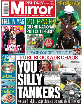 Cover of Irish Daily Mirror