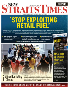Cover of New Straits Times