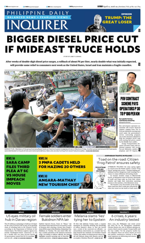 Cover of Philippine Daily Inquirer