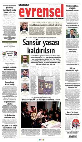 Cover of Evrensel Gazetesi