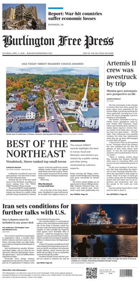 Cover of Burlington Free Press