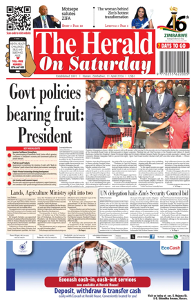 Cover of The Herald (Zimbabwe)
