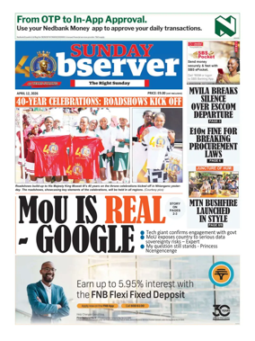 Cover of Sunday Observer (Eswatini)