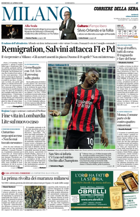 Cover of Corriere della Sera (Milano)
