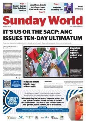 Cover of Sunday World (South Africa)