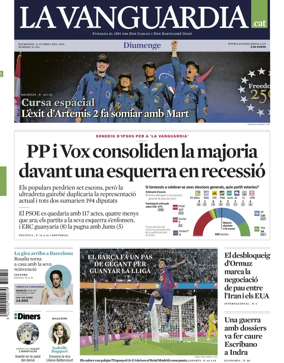 Cover of La Vanguardia (Catalonia - 1st edition)
