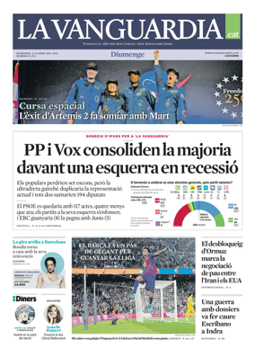 Cover of La Vanguardia (Catala)