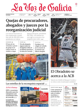 Cover of La Voz de Galicia (Santiago)