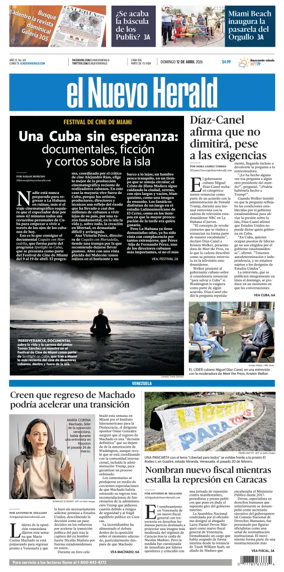 Cover of El Nuevo Herald (Sunday)