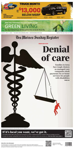 Cover of The Des Moines Register