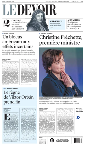 Cover of Le Devoir
