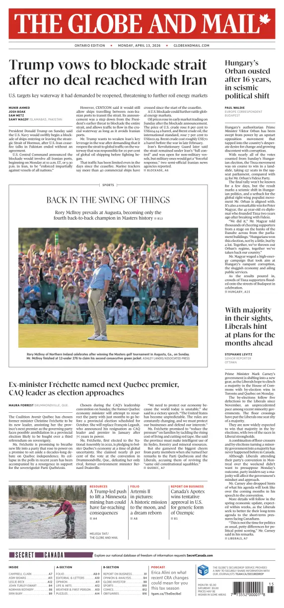 Cover of The Globe and Mail (Ontario Edition)