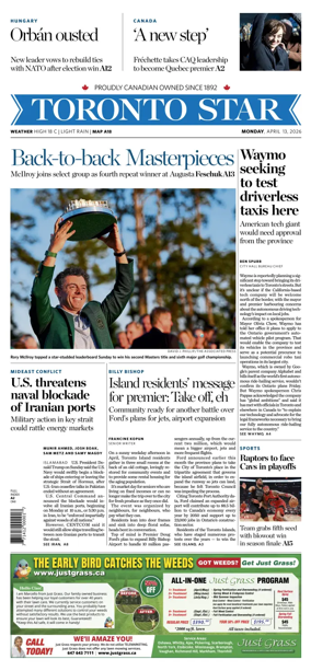 Cover of Toronto Star