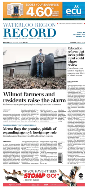 Cover of Waterloo Region Record