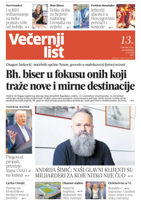 Cover of Vecernji list BiH