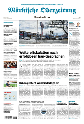 Cover of Markische Oderzeitung Eberswalde