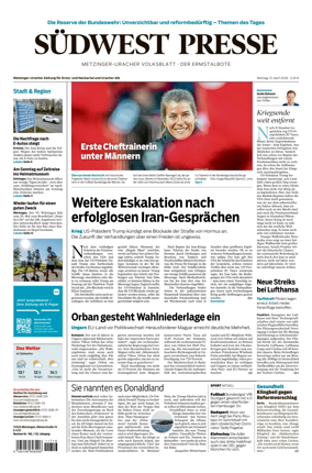 Cover of Sudwest Presse - Metzinger Uracher Volksblatt - Der Ermstalbote