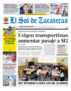 Cover of El Sol de Zacatecas
