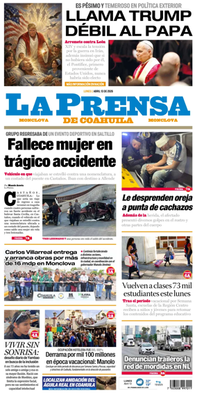 Cover of La Prensa de Coahuila