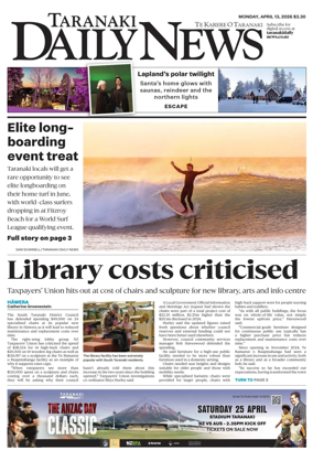 Cover of Taranaki Daily News