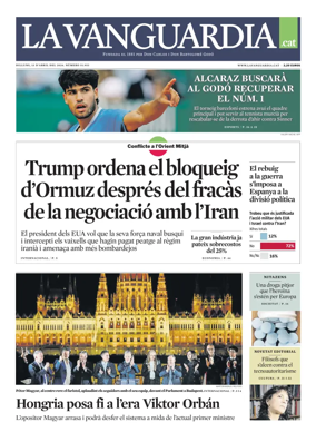 Cover of La Vanguardia (Catala)