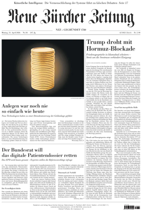 Cover of Neue Zurcher Zeitung