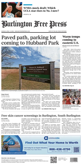 Cover of Burlington Free Press