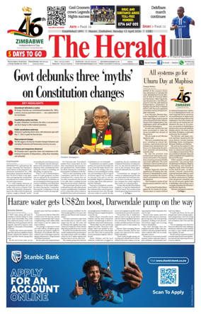 Cover of The Herald (Zimbabwe)