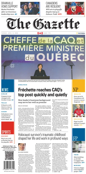 Cover of Montreal Gazette