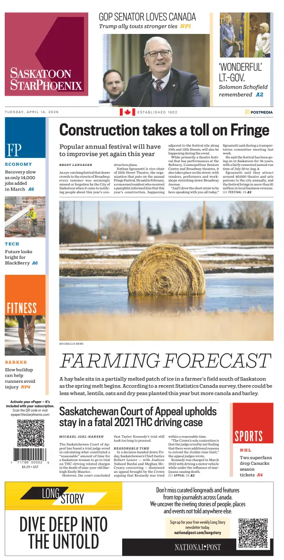 Cover of Saskatoon StarPhoenix