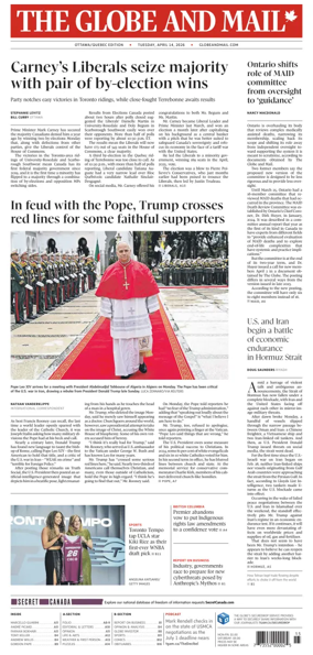 Cover of The Globe and Mail (Ottawa/Quebec Edition)