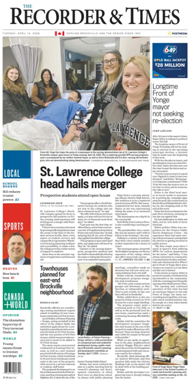 Cover of The Recorder & Times (Brockville)