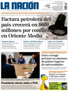 Cover of La Nacion (Costa Rica)