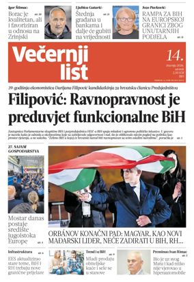 Cover of Vecernji list BiH