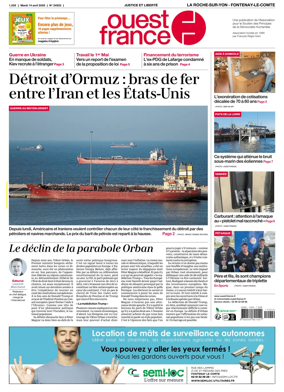 Cover of Ouest France (La Roche-sur-Yon - Fontenay-le-Comte)