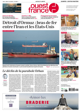 Cover of Ouest-France (Quimper Centre-Finistere)