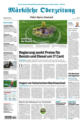Cover of Markische Oderzeitung Eisenhuttenstadt
