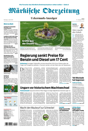 Cover of Markische Oderzeitung Uckermarkanzeiger