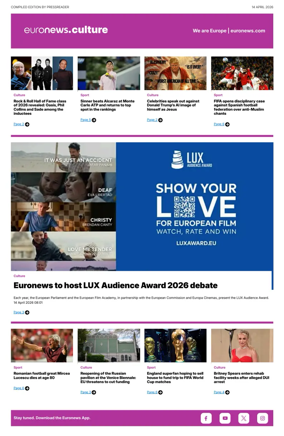 Cover of Euronews Culture and Sport Compiled Edition