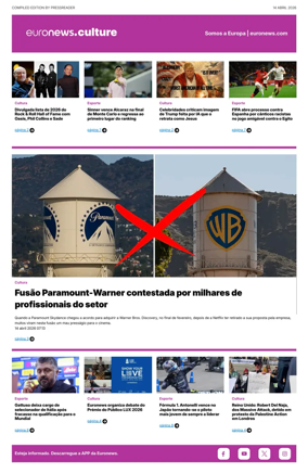 Cover of Euronews Culture and Sport (Portuguese)