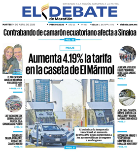 Cover of El Debate de Mazatlan