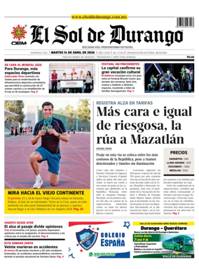 Cover of El Sol de Durango