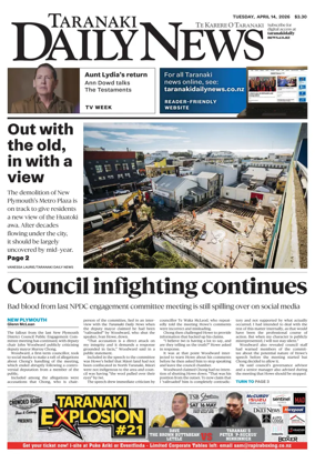 Cover of Taranaki Daily News