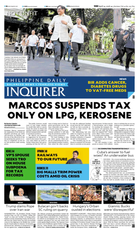 Cover of Philippine Daily Inquirer