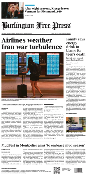 Cover of Burlington Free Press