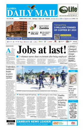 Cover of Zambia Daily Mail